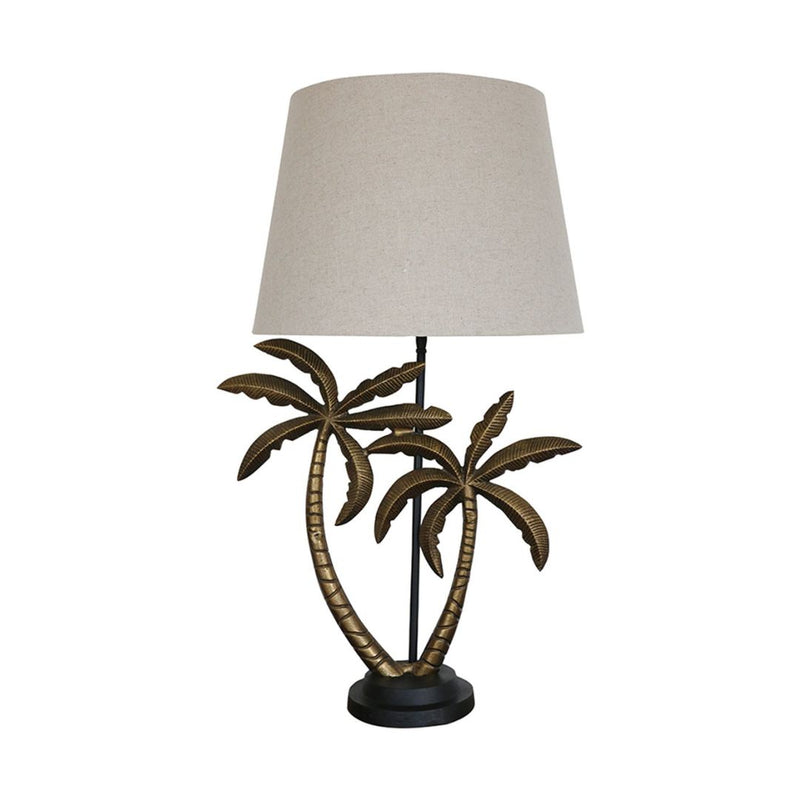 Carribean Double Palm Lamp Base - Brass Antique & Black