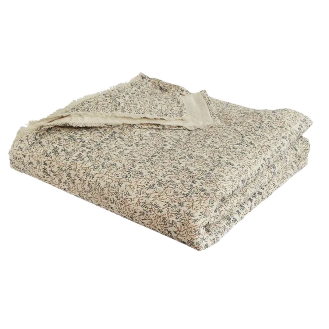 Iris Blue Cotton Crepe Bedcover - 205x240