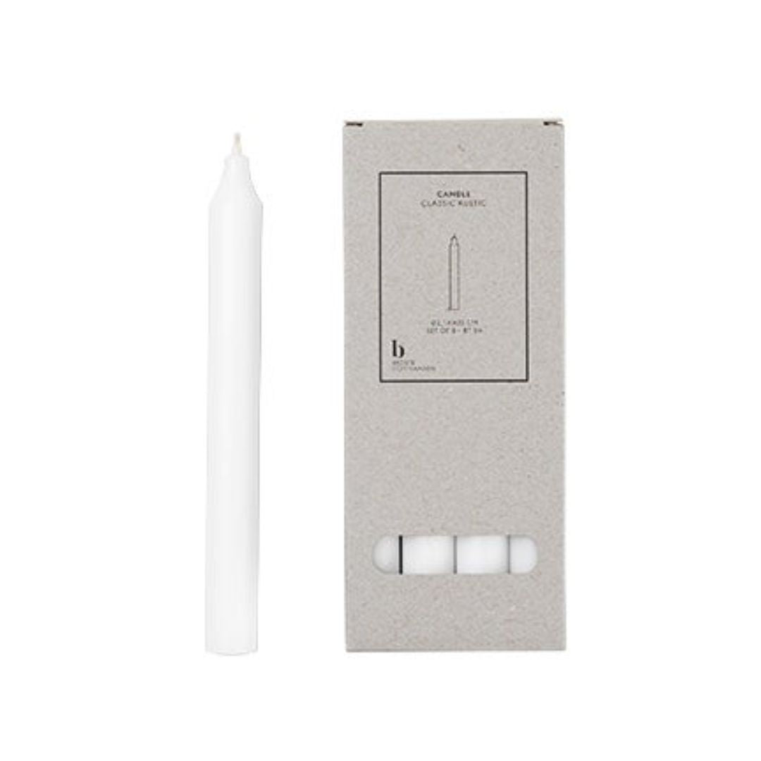 Broste Taper Candle H20: White - Set of 8
