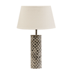 Bone & Brass Round  Grey & White Lamp Base