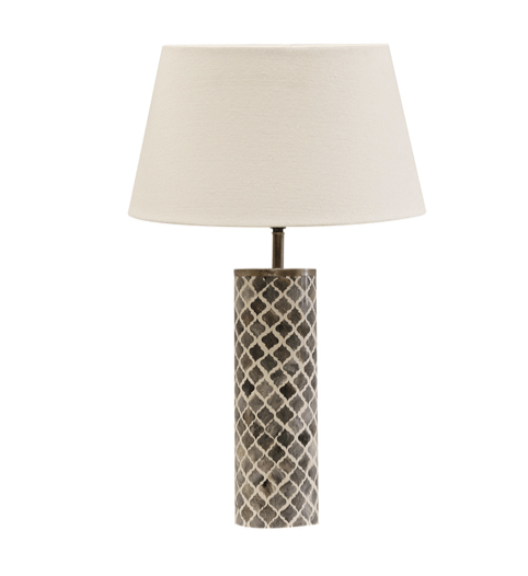 Bone & Brass Round  Grey & White Lamp Base