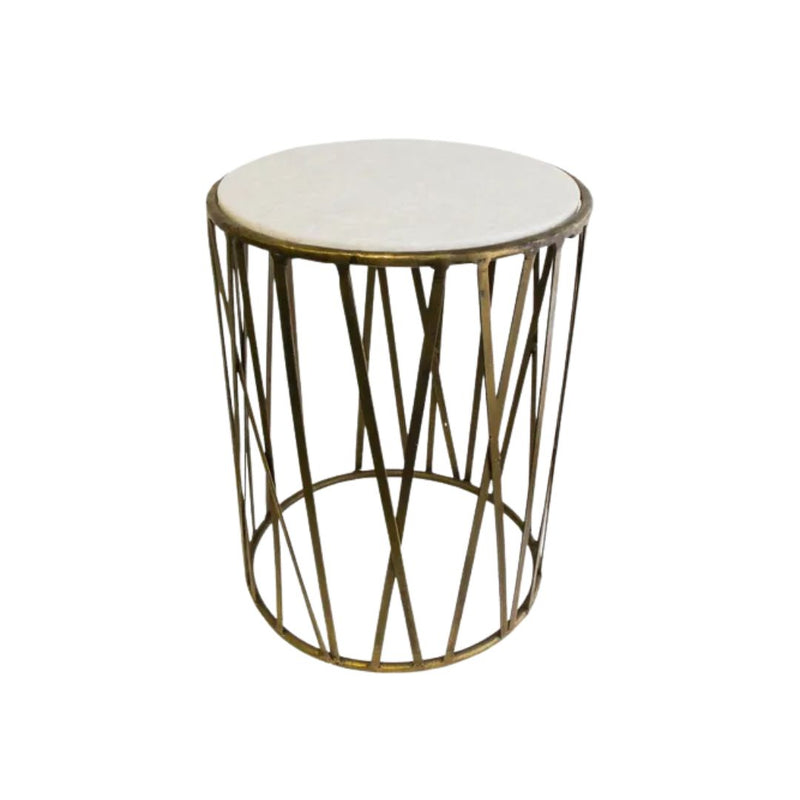 Criss Cross Marble Top Side Table