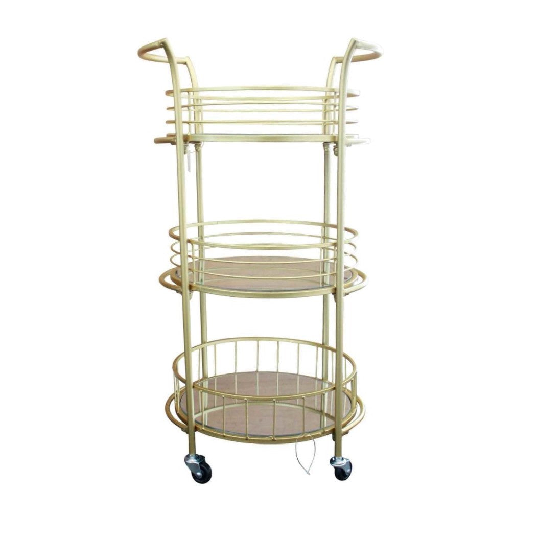 3 Tier Round Drinks Trolley w/ Handles