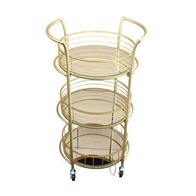 3 Tier Round Drinks Trolley w/ Handles