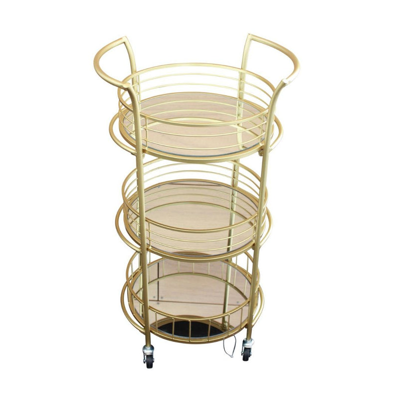 3 Tier Round Drinks Trolley w/ Handles