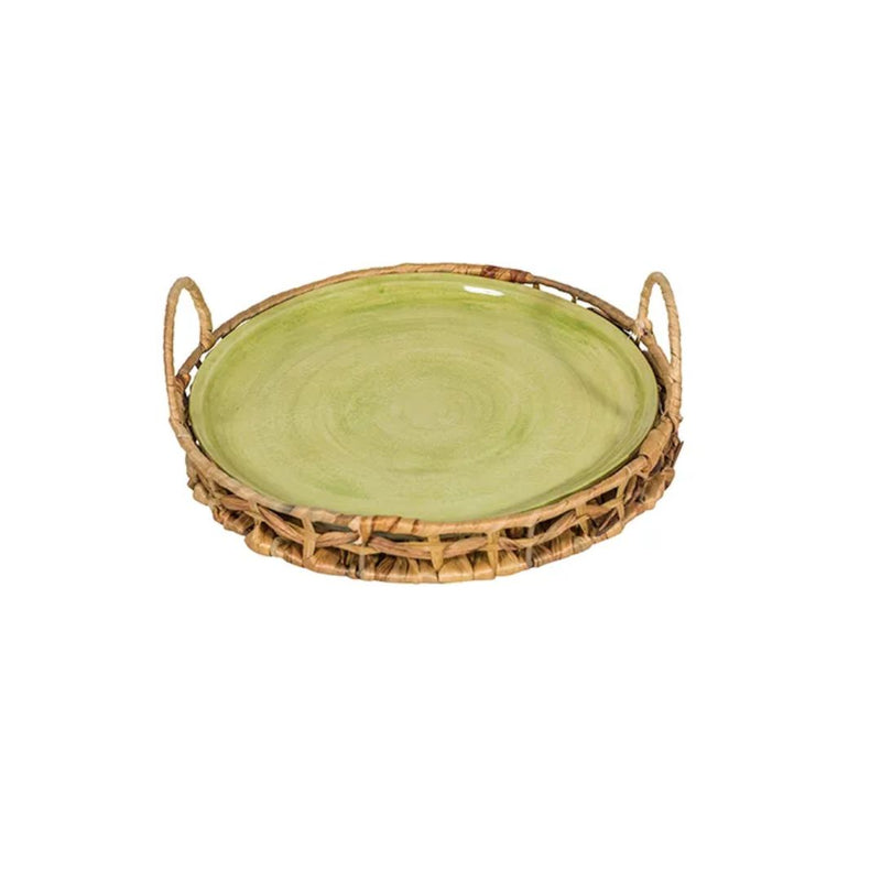 Vert Textured Platter with Seagrass Tray - Small