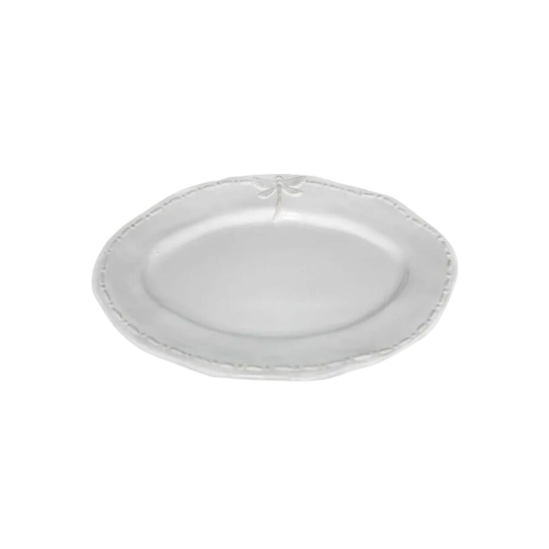 Dragonfly Stoneware White Oval Platter - Small