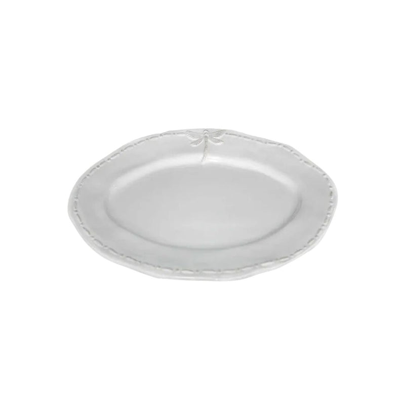 Dragonfly Stoneware White Oval Platter - Small