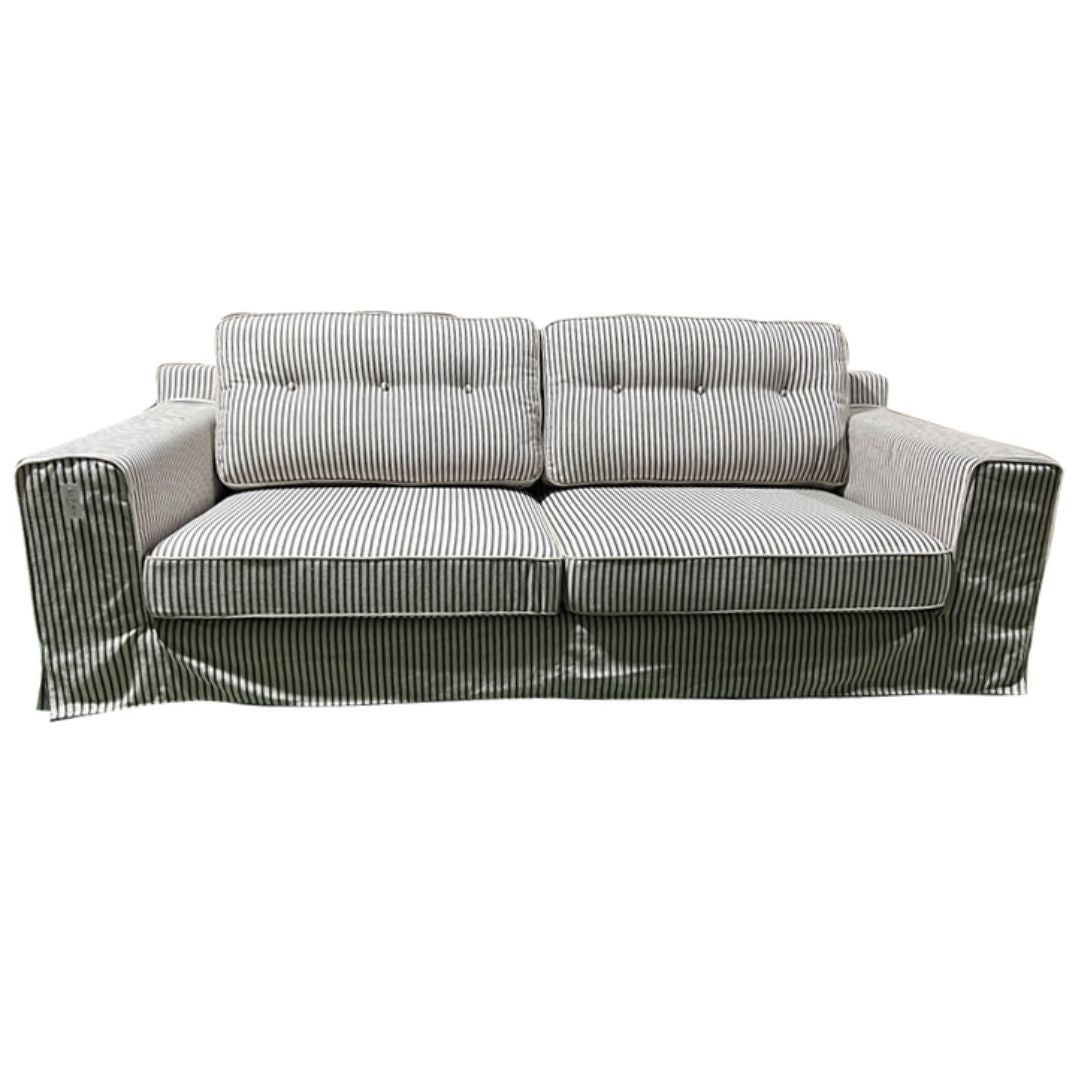 Lusso Sofa - Linen with Black Stripe