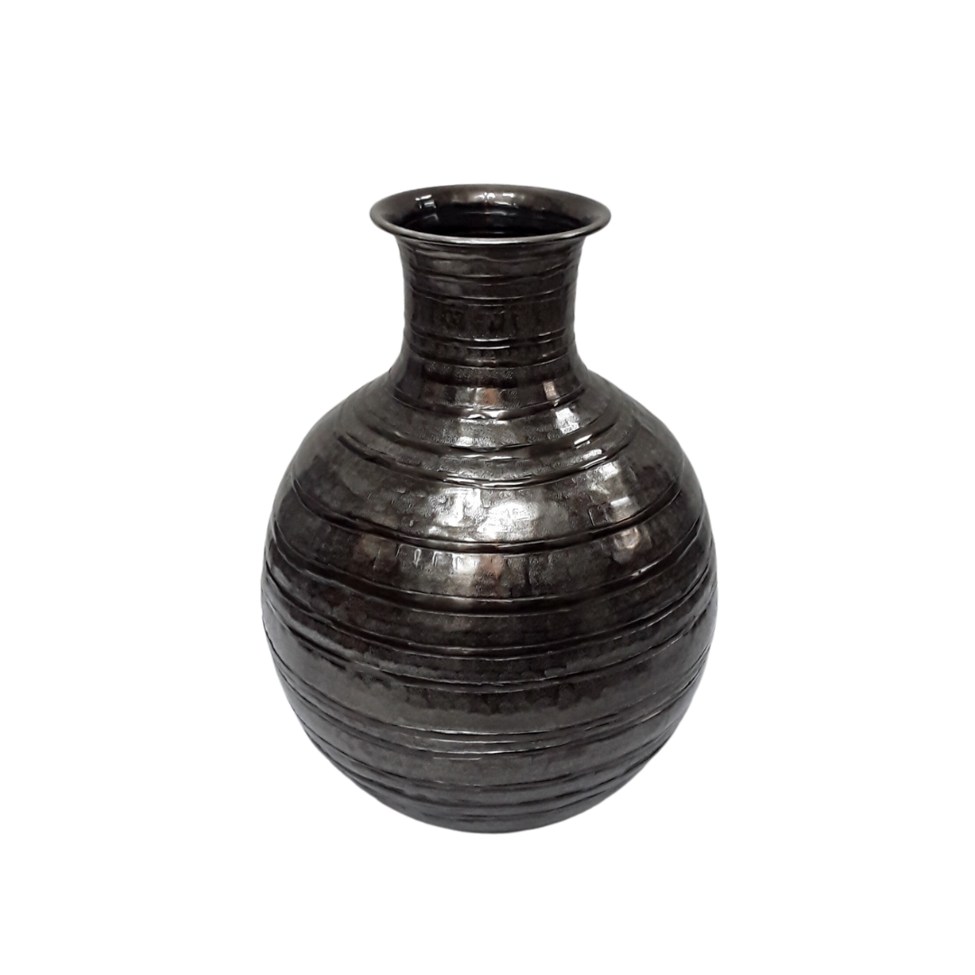 Aluminium XL Pot Belly Vase in Smoke Black - Medium