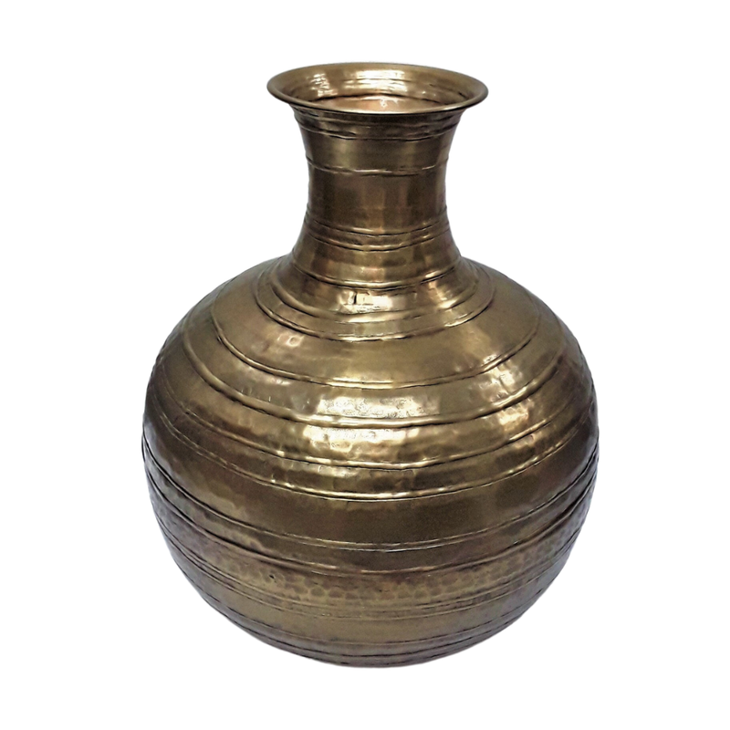 Aluminium XL Pot Belly Vase in Antique Gold - Large