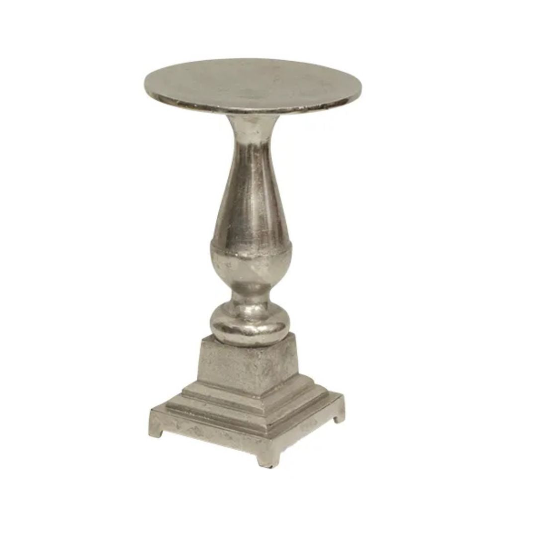 Brushed Silver Candle Plate - Tall