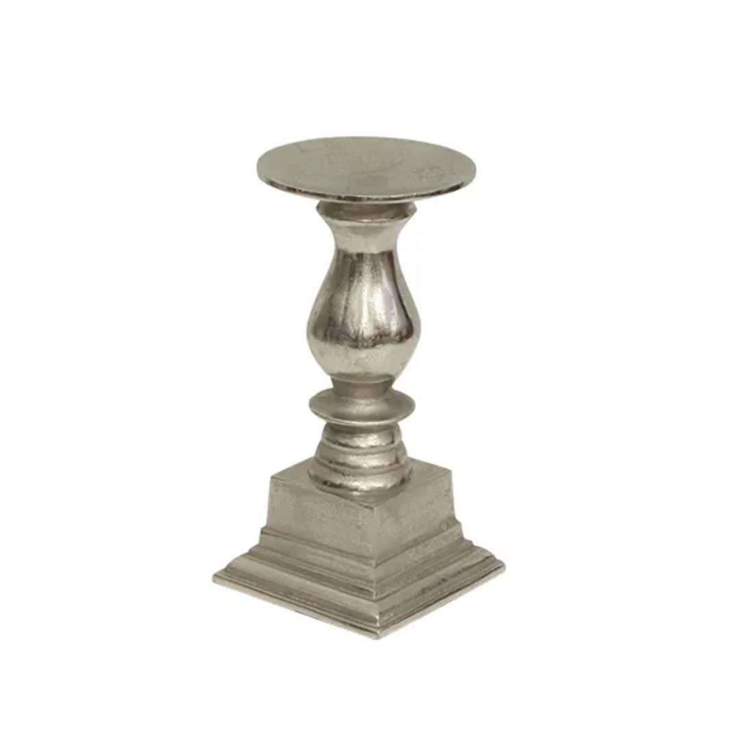 Brushed Silver Candle Plate - Short