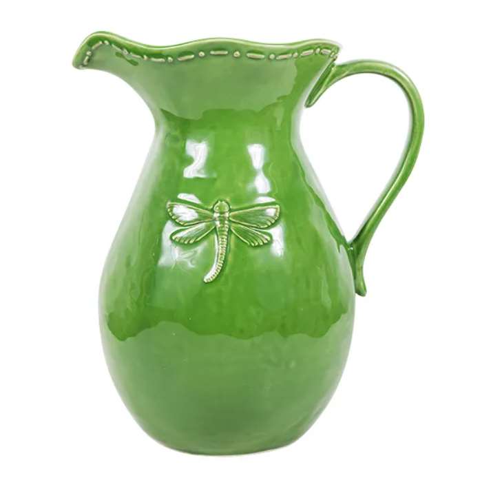 Dragonfly Stoneware Green Jug - Large
