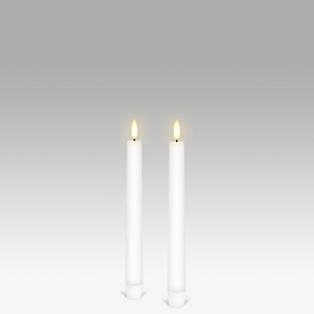 LED Taper Candle: Nordic White - Pack of 2 - 2.3x20cm