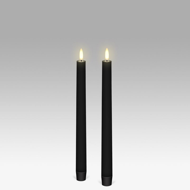 LED Taper Candle: Matte Black - Pack of 2 - 2.3x25cm