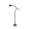 Silver Plated Adjustable Floor Lamp with Wooden Detail
