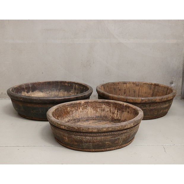 Antique Wooden Baby Bath Basin - Medium