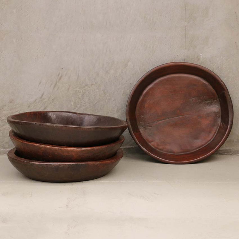 Antique Wooden Chapati Bowl - Large