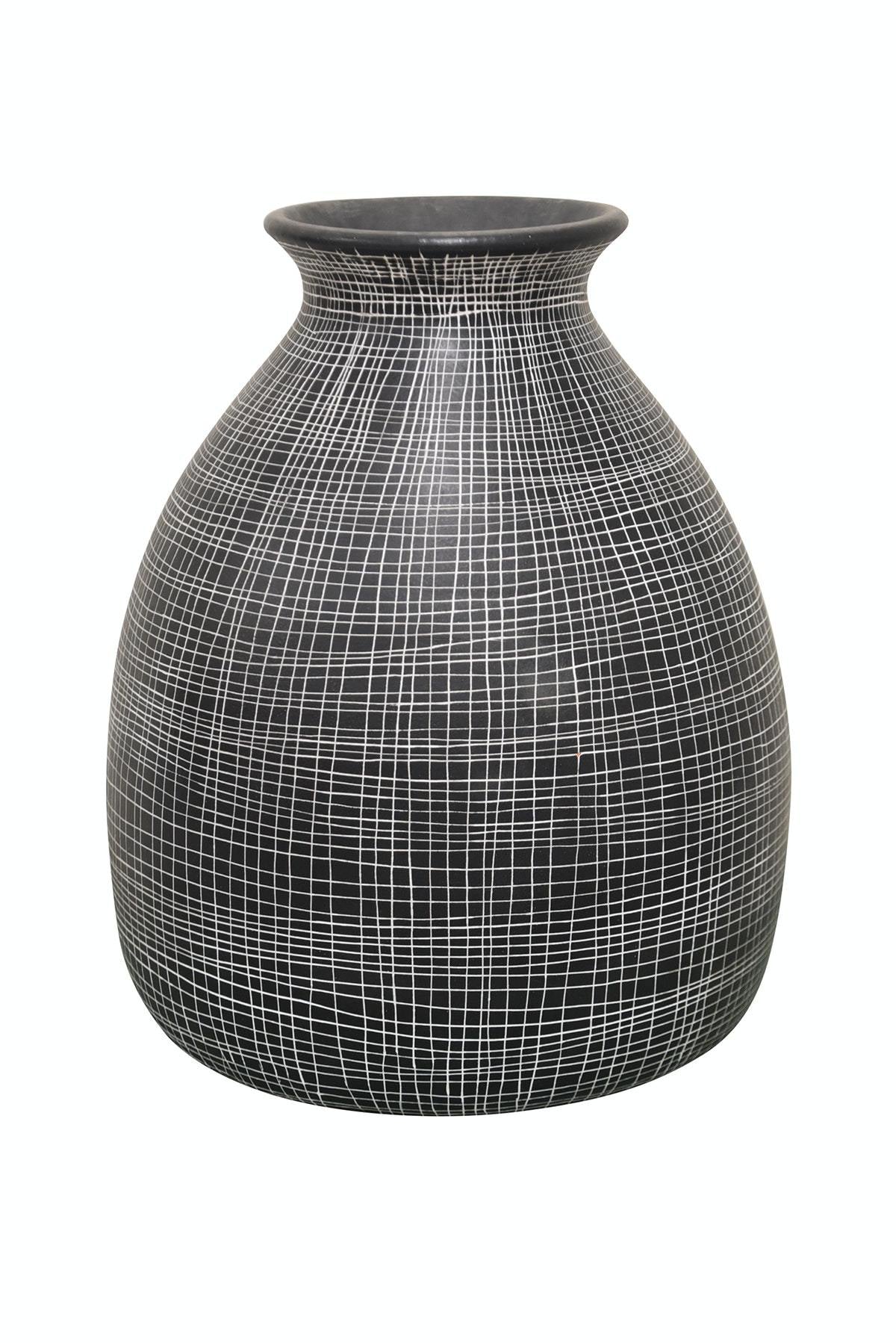 Net Patterned Vase Black