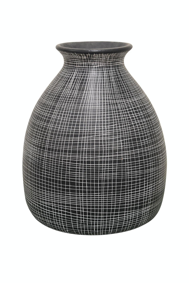 Net Patterned Vase Black