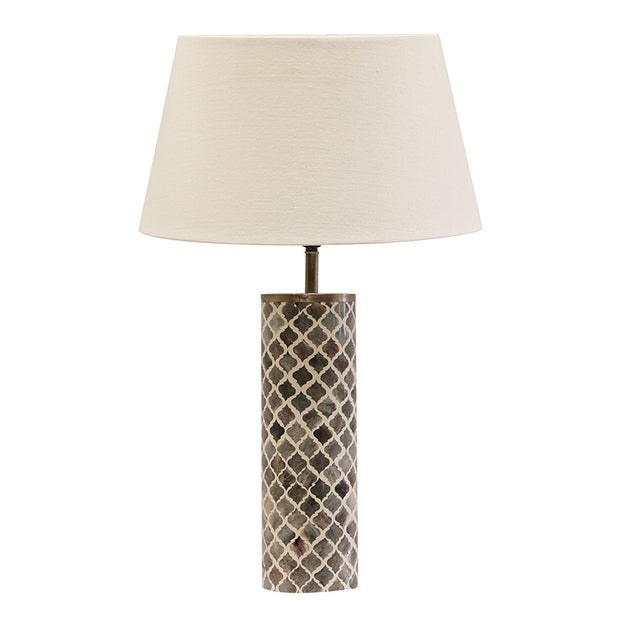 Cairo Bone & Brass Round Grey & White Lamp Base