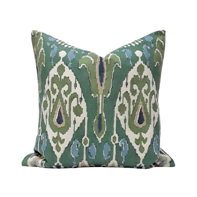 Ikat Bokhara Emerald/Plush Sky Cushion - 55x55