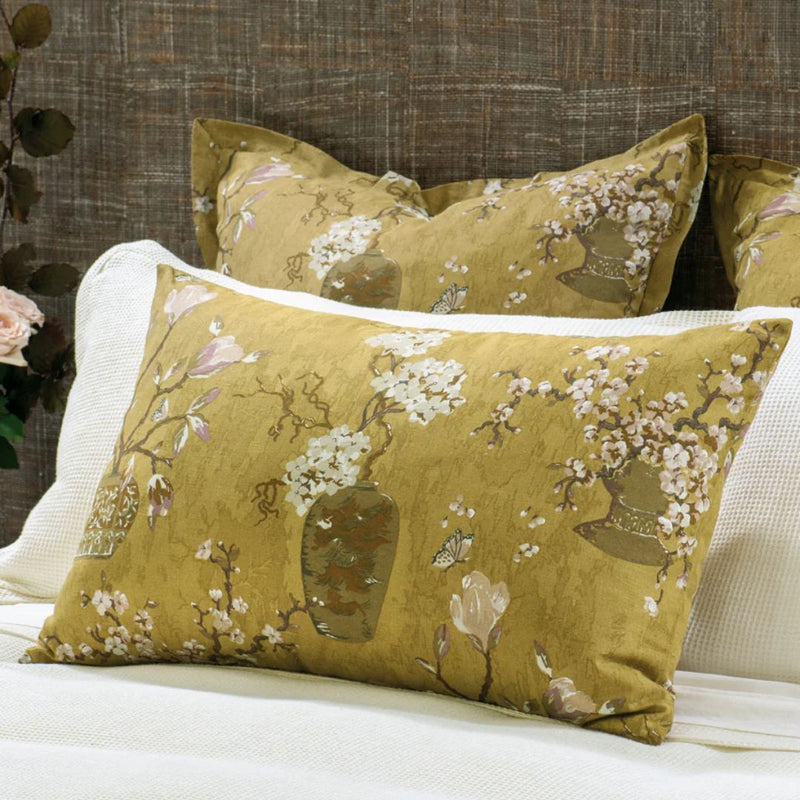 Ikebana Ochre Pillowcase Pair