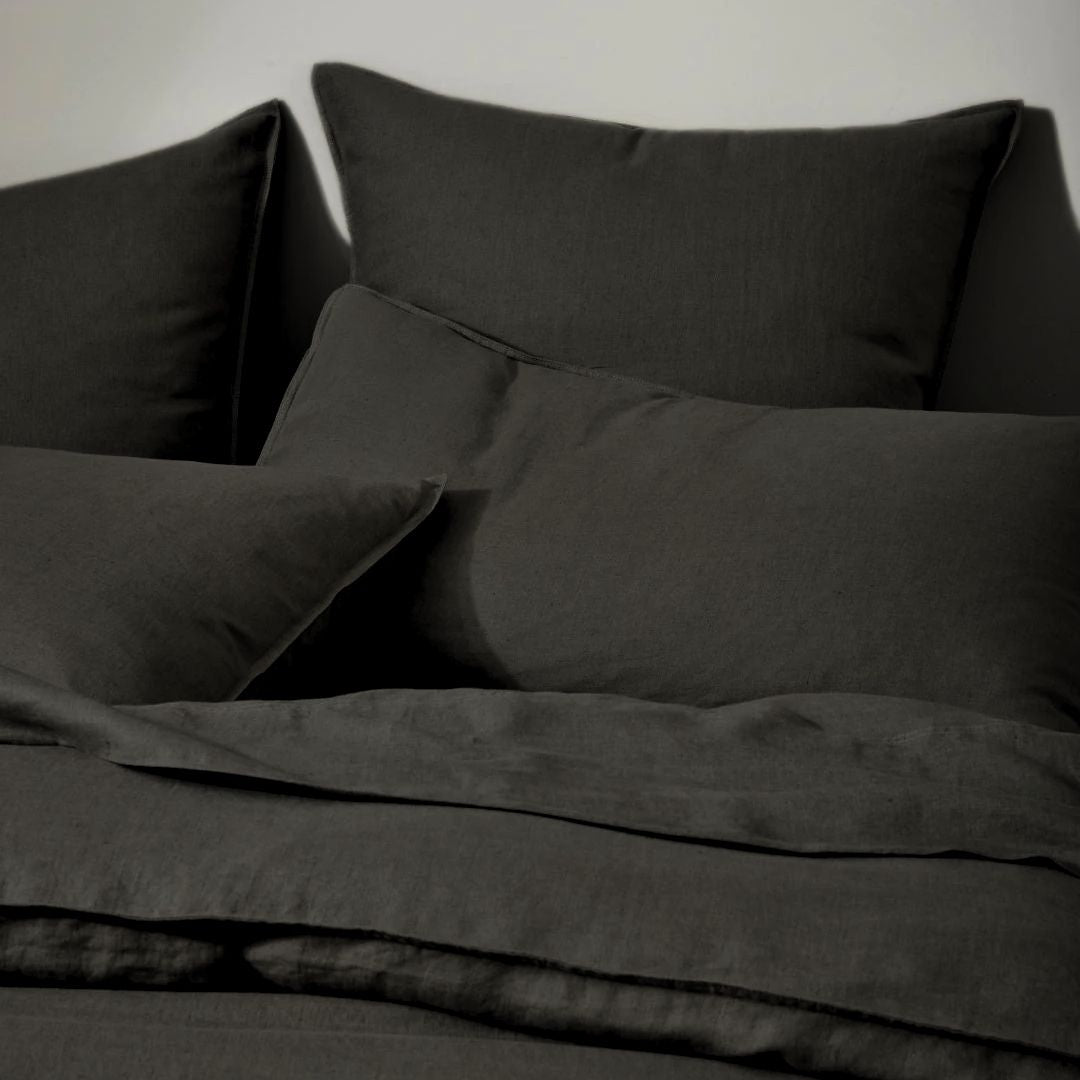 Ravello Linen Charcoal Pillowcase in Pair