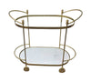 Carlton Oval Drinks Trolley in Brass Finish with Marble