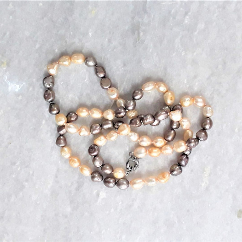 White Grey Pearl Necklace